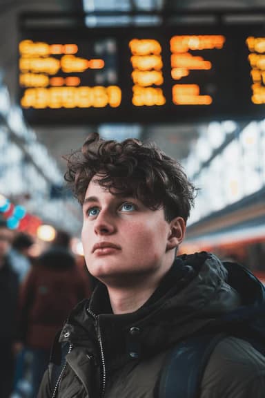 At a train station